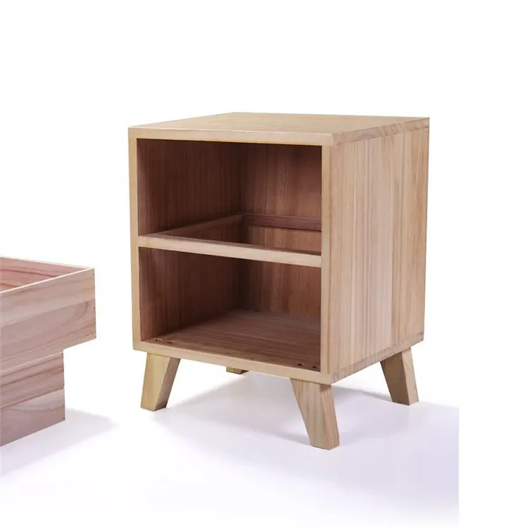 Cheap high quality Rectangular silhouette Set of 2 White Walnut color wood night table