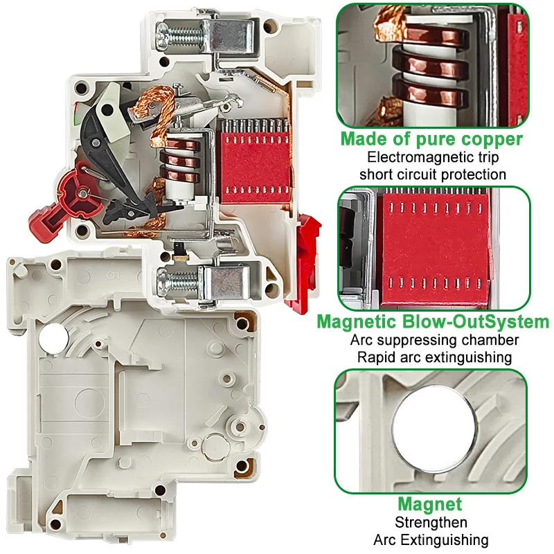 CNLonQcom Best Price AC Circuit Breaker 16A 20A 32A MCB 4P Air Switch with overload and short circuit protection For Household