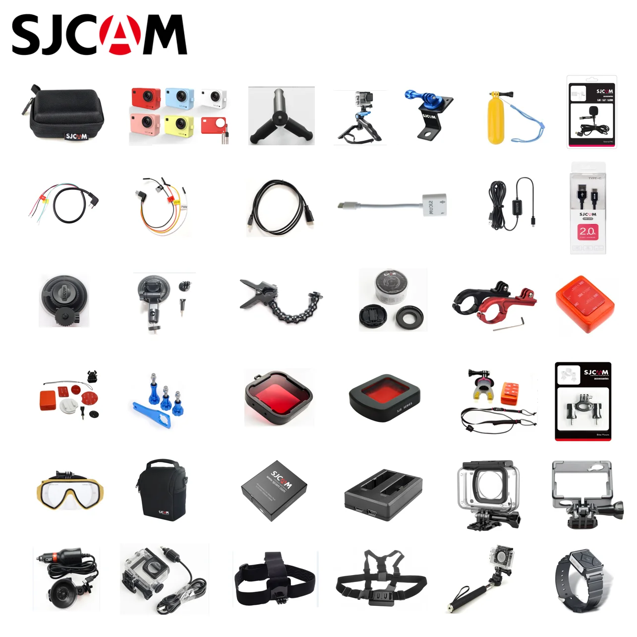 
SJCAM action camera accessory chest strap battery dual charger microphone etc 