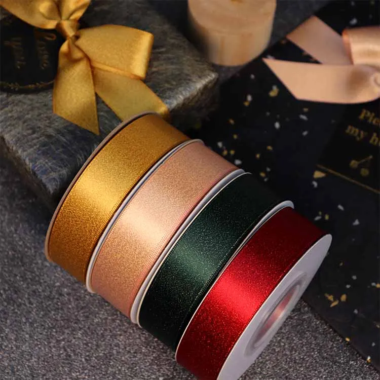 Linji high quality custom 3-38mm pink glitter gift ribbon for gift wrap