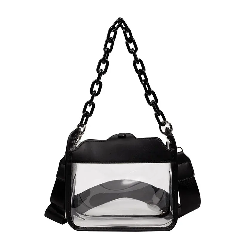 PVC clear designer casual tote shoulder purses jelly transparent women hand bag clutch women bag