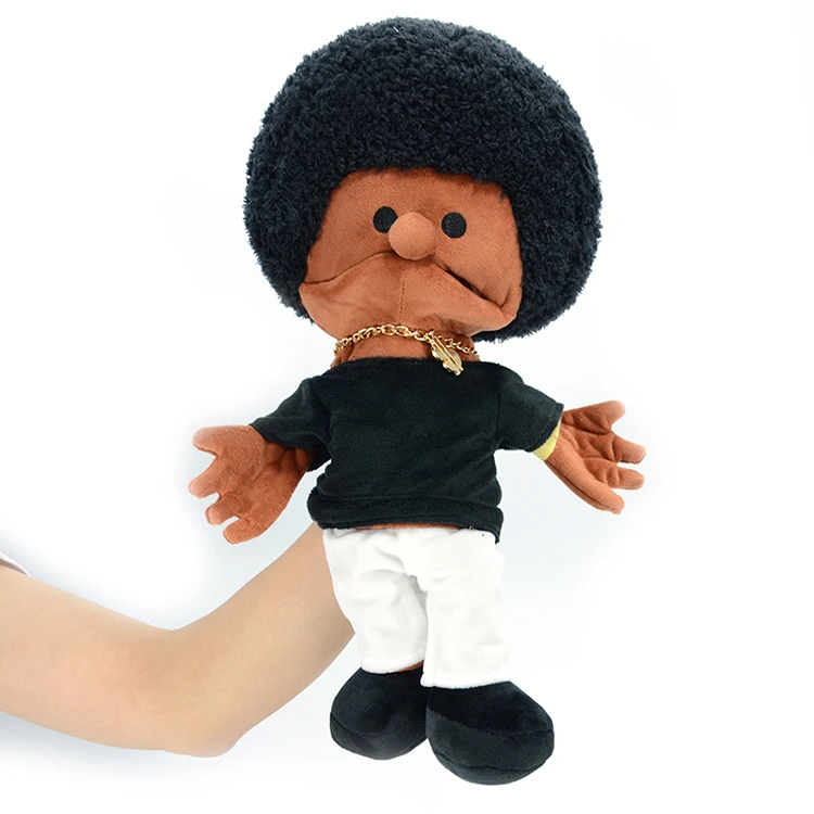 Toys manufacture customized cute African American black rag doll for children fashion soft stuffed toy plush black doll