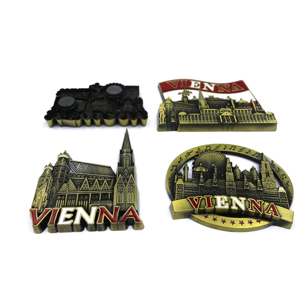 Vienna fridge magnet manufacturer souvenir tourist metal die casting engraving magnetic fridge magnet for party home room decor