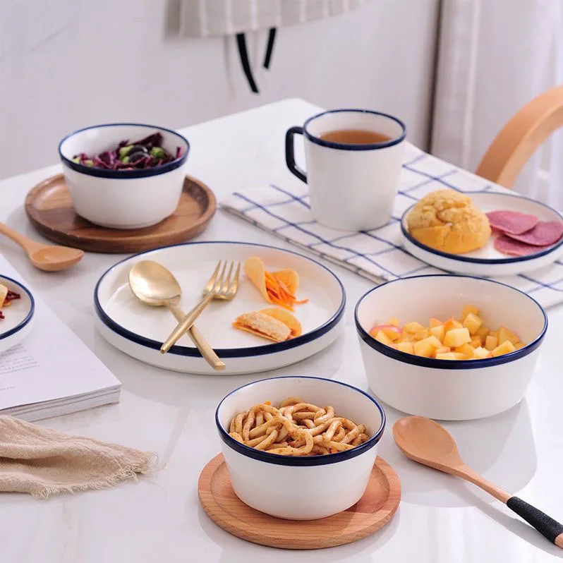 Household Dishes Plates Ceramic Tableware Sets Rice Soup Noodle Bowl Porcelain Dinnerware Sets luxury tableware tableware 2021