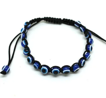 G475 Women Jewelry Adjustable Rope Turkish Blue Bracelet Handmade Woven Braided Bead Eyes Bracelets