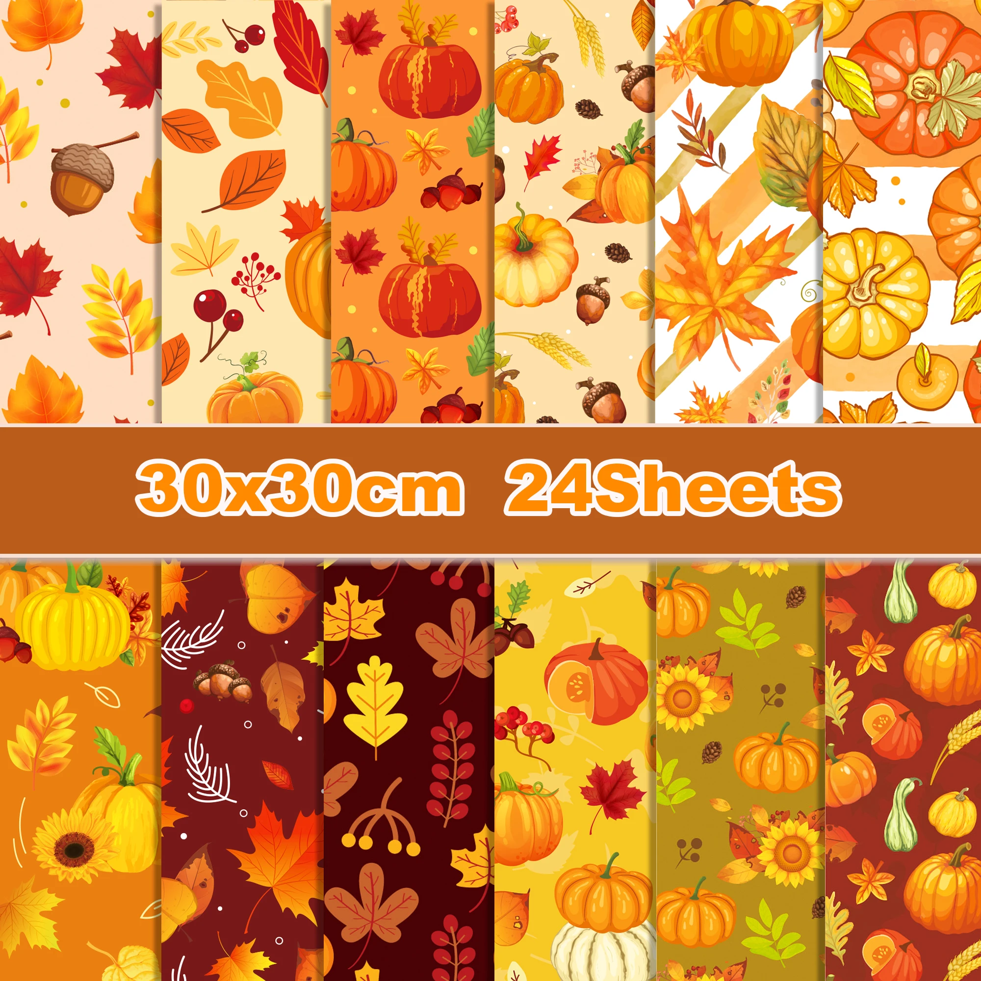 WW011 Thanksgiving Day Hand Account Material Autumn Pumpkin Maple Leaf DIY Decorative Paper Scrapbook Card Making Background