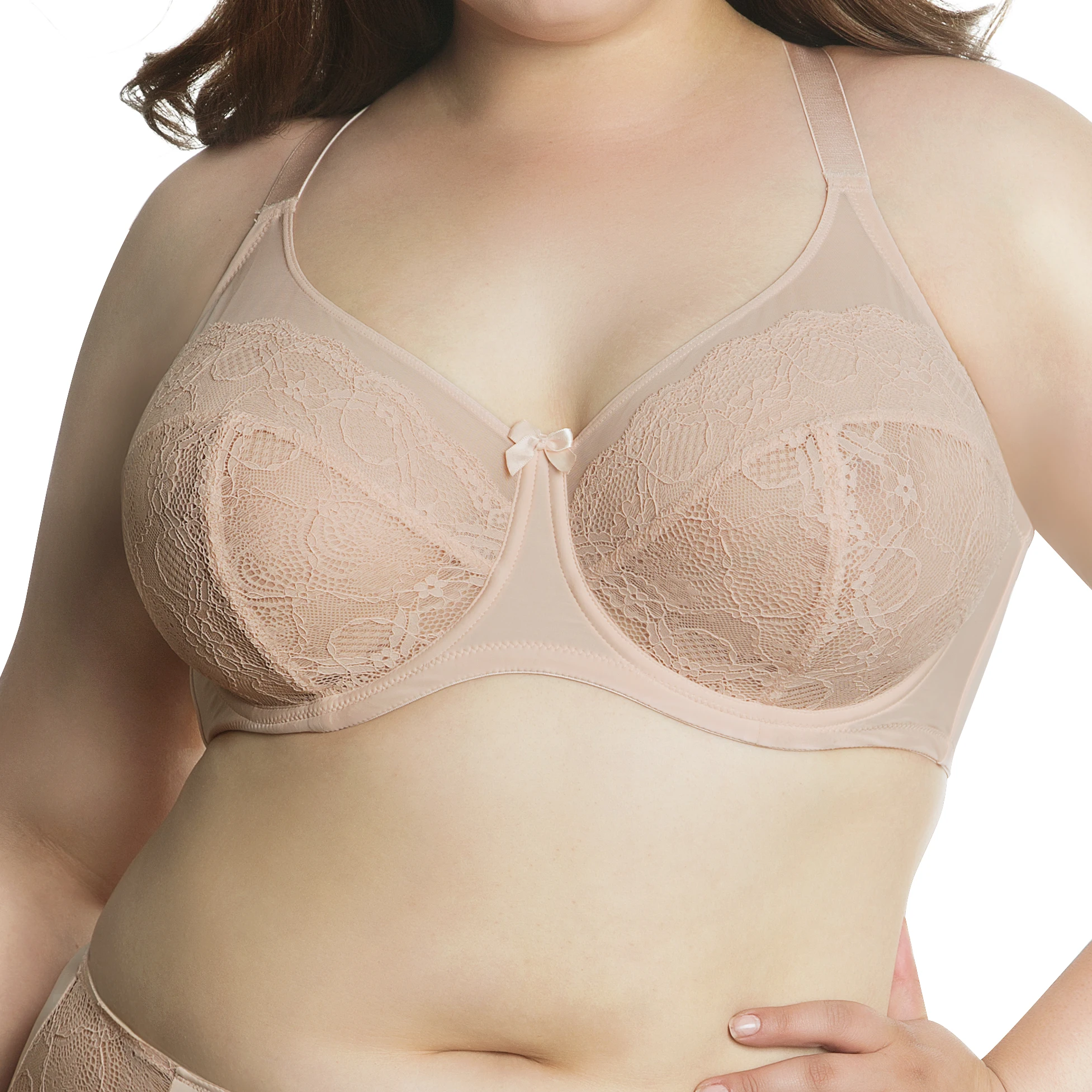 Ladymate ODM/OEM Sujetador de encaje Woman Full Cup Ultra-Thin Sexy lace unlined bra underwire bra sheer mesh plus size bra