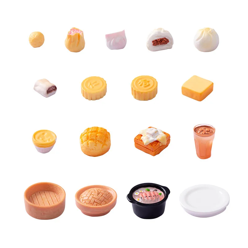 depeng Micro-landscape simulation play Hong style tea restaurant food shrimp dumplings barbecued bun decorati