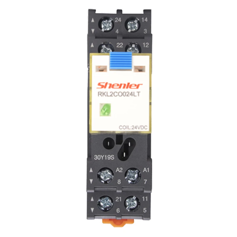 Shenler RKL2CO024LT+STB08-E miniature relay 2 pole 10A 24VDC relay + socket relay module 24v 50hz 8pins dc auxiliary