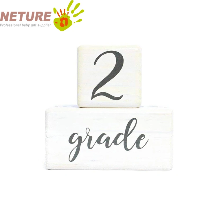 Wholesale Hot Set Printed Beech Baby Square Milestone Blocks Wooden Baby Age Milestone Blocks