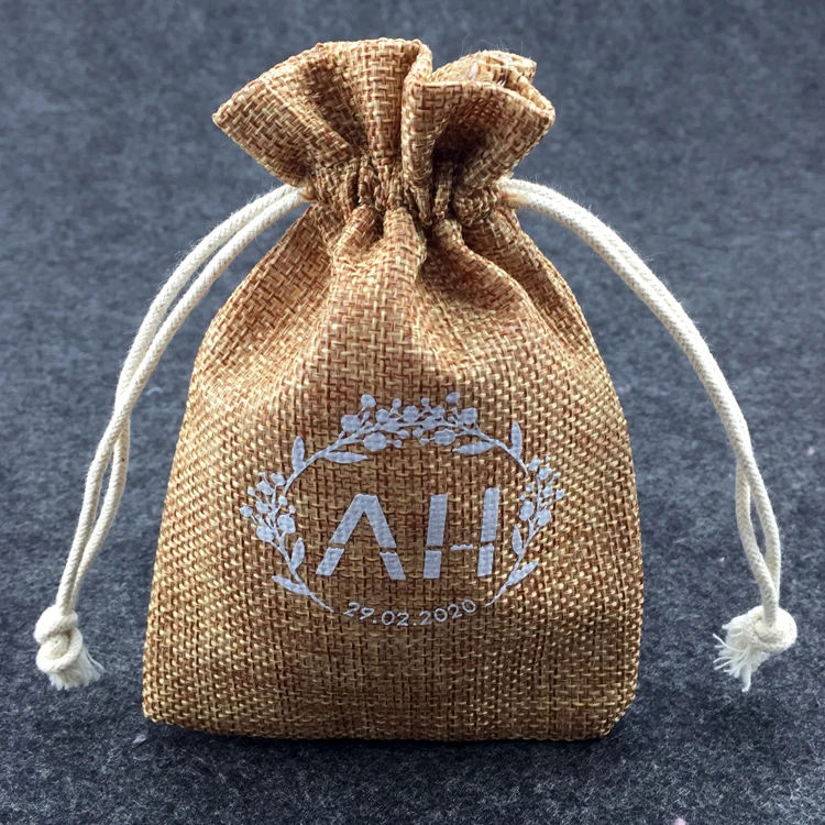 Натуральная сумка для ухода за кожей, джутовые косметички на шнурке