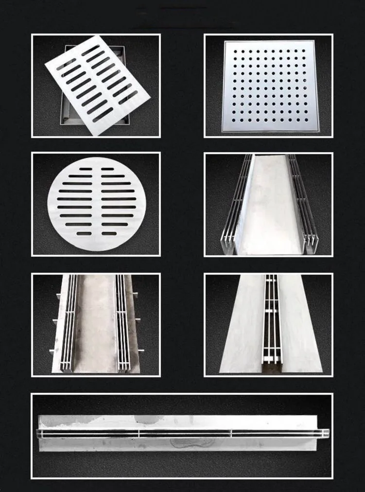 Custom Length Garage Floor Drain Trench Drain Channel Cover Outdoor Stainless Steel Grating Drainage Channel