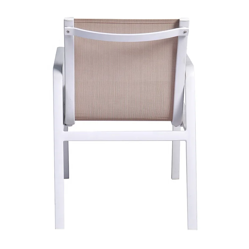 Modern Portable Stacking Hotel Patio Teslin Mesh Furniture Outdoor Garden Aluminum Dining Chair