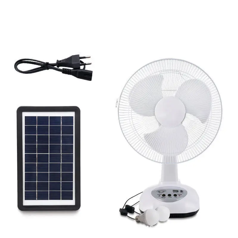 Factory Wholesale Small 12 Inch AC DC Usb Rechargeable Table Stand Solar Electric Fan With Solar Panel