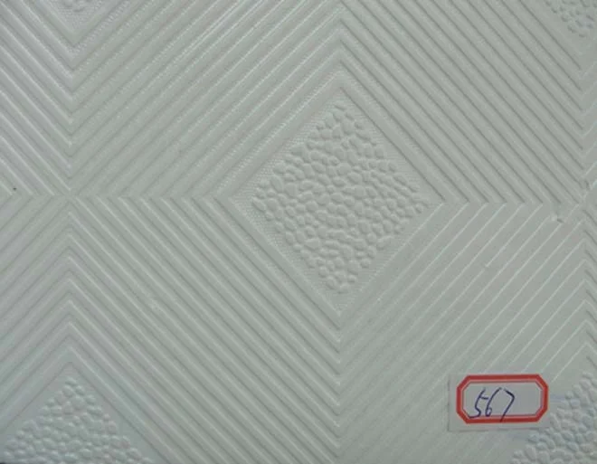600*600*7mm Lower price PVC laminated gypsum ceiling tiles with aluminum foil back/Plaster Ceiling Board