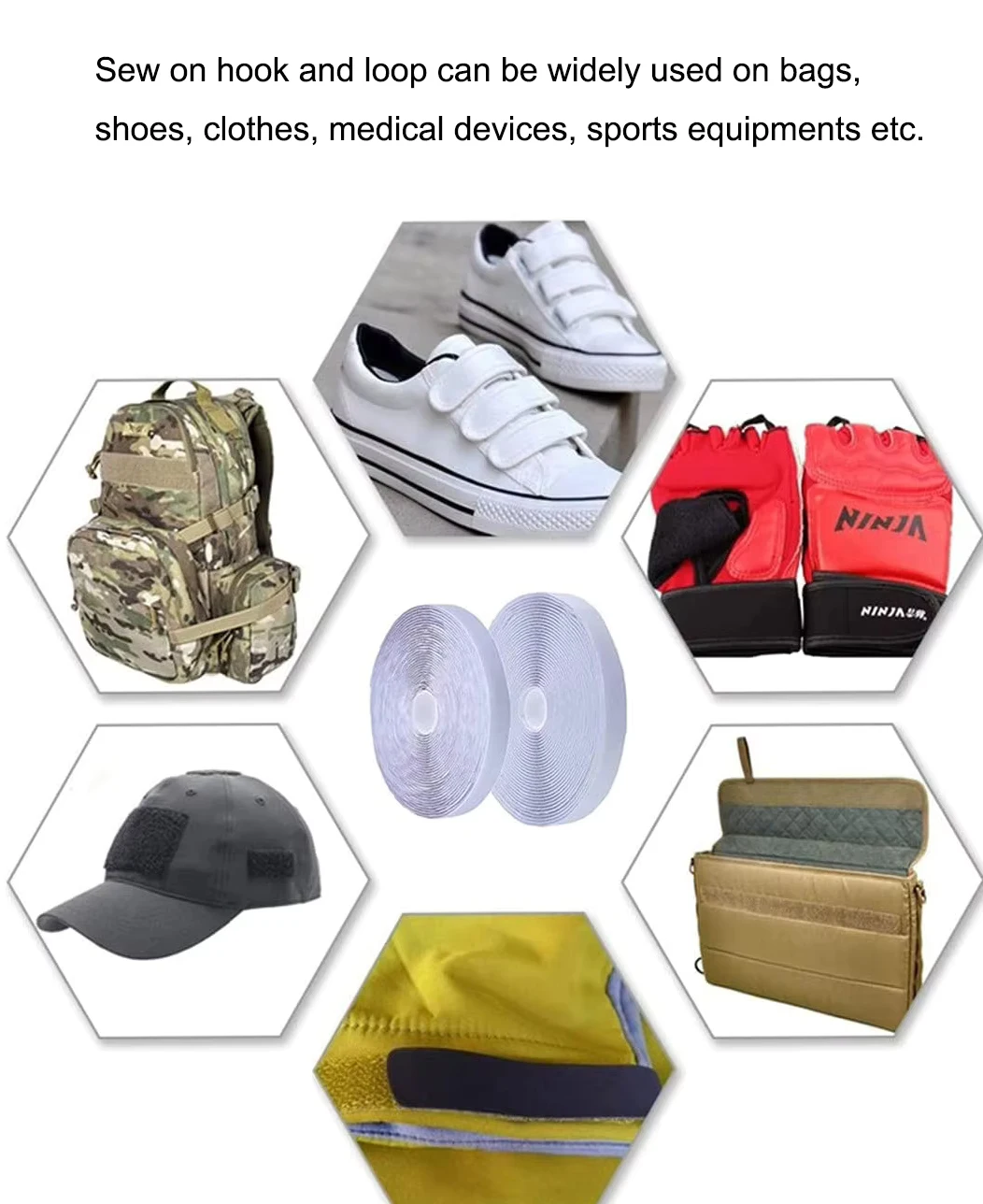 Custom Sizes Stretch Hook Loop Fastener Tape/Fabric Magic Tape Hook And Loop Velcro Elastic Band