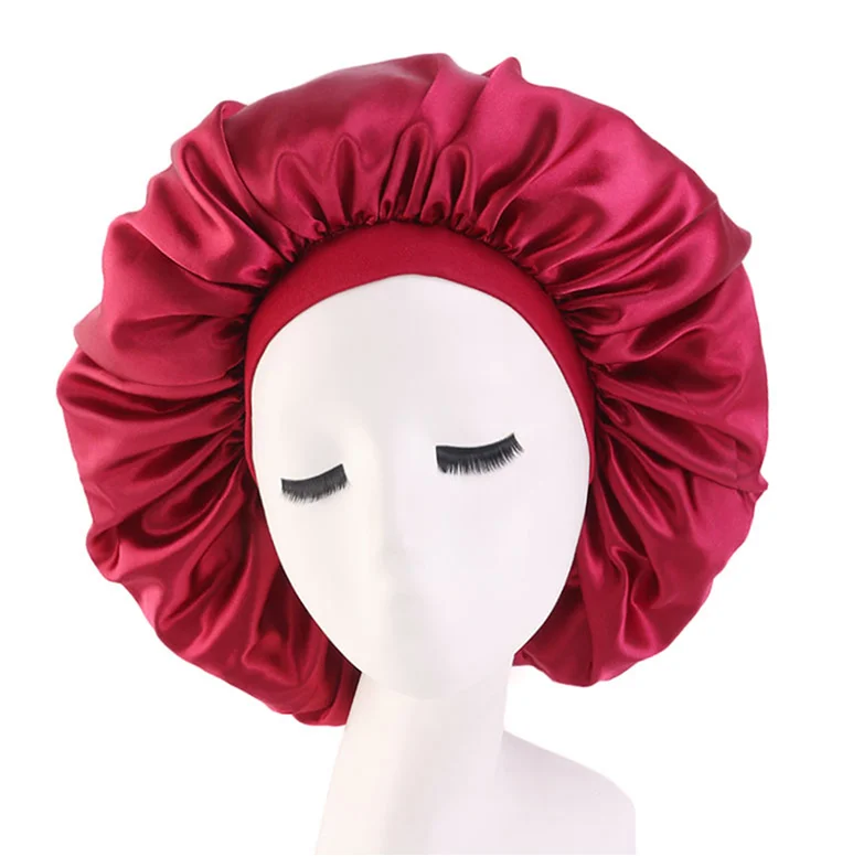 New Satin Hair hat For Sleeping Flat  Silk Round Haircare Women Headwear Ceremony Adjusting Button Night Hat
