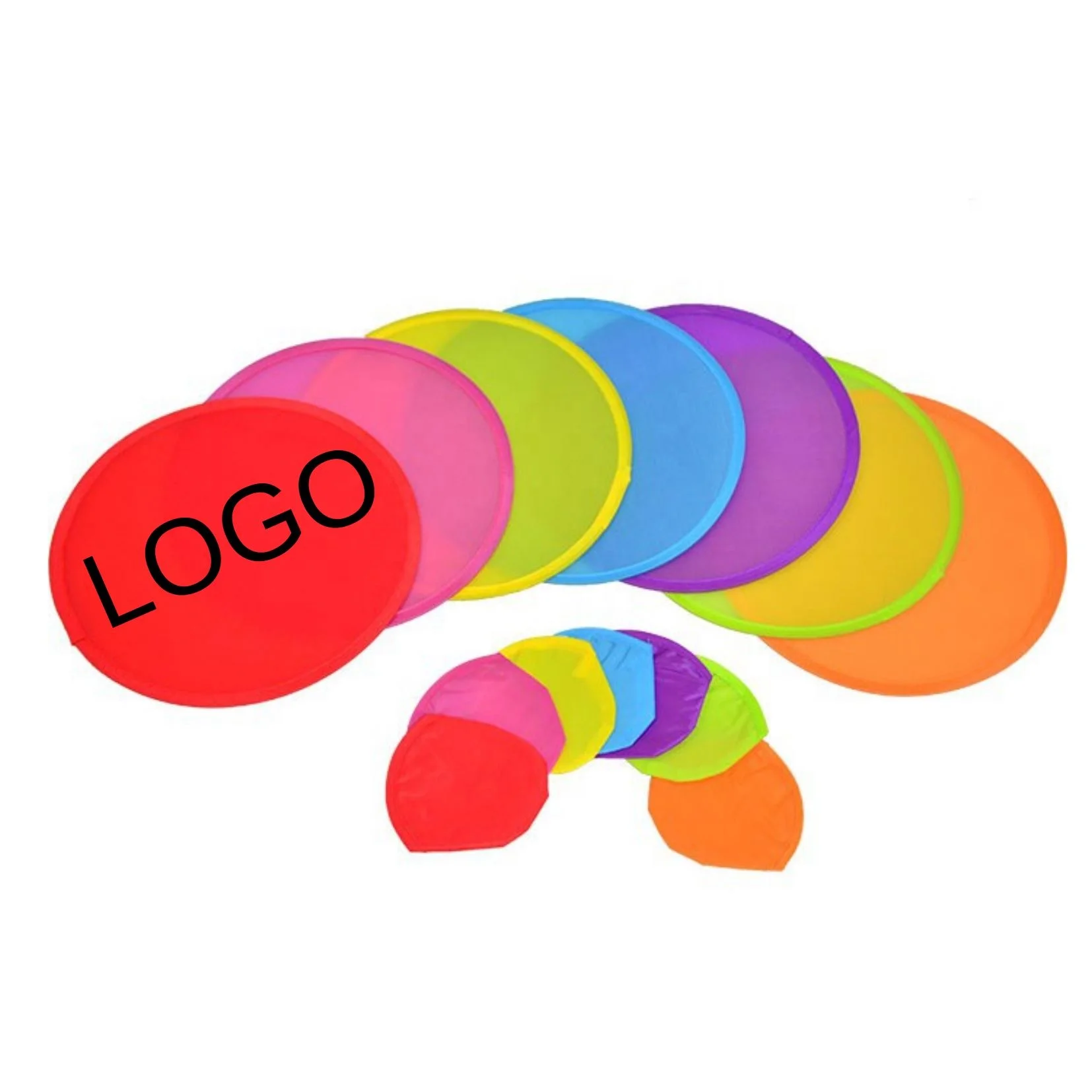 Safe Soft Materials Flying Disc Fans Set Nylon Folding Hand Fan Foldable Outdoor Flying Disc