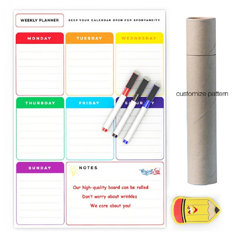 Custom Magnetic Fridge Dry Erase White Board Sheet Flexible Refrigerator Magnets Whiteboard Planner for Home Kitchen