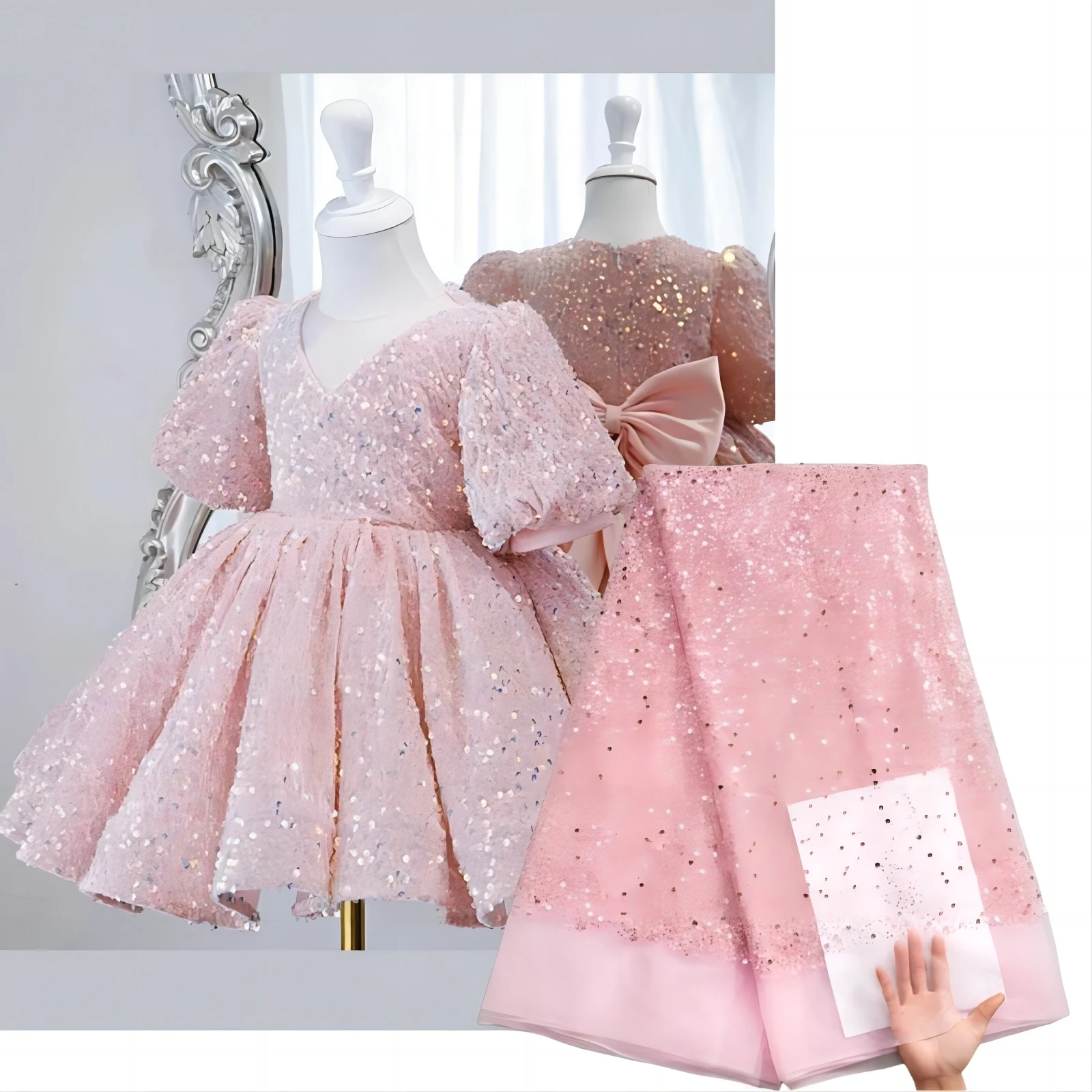 3490 African Sequined Lace Fabric 2023 High Quality French Lace Fabric Nigerian Luxurious Tulle Dress for Women Wedding Party