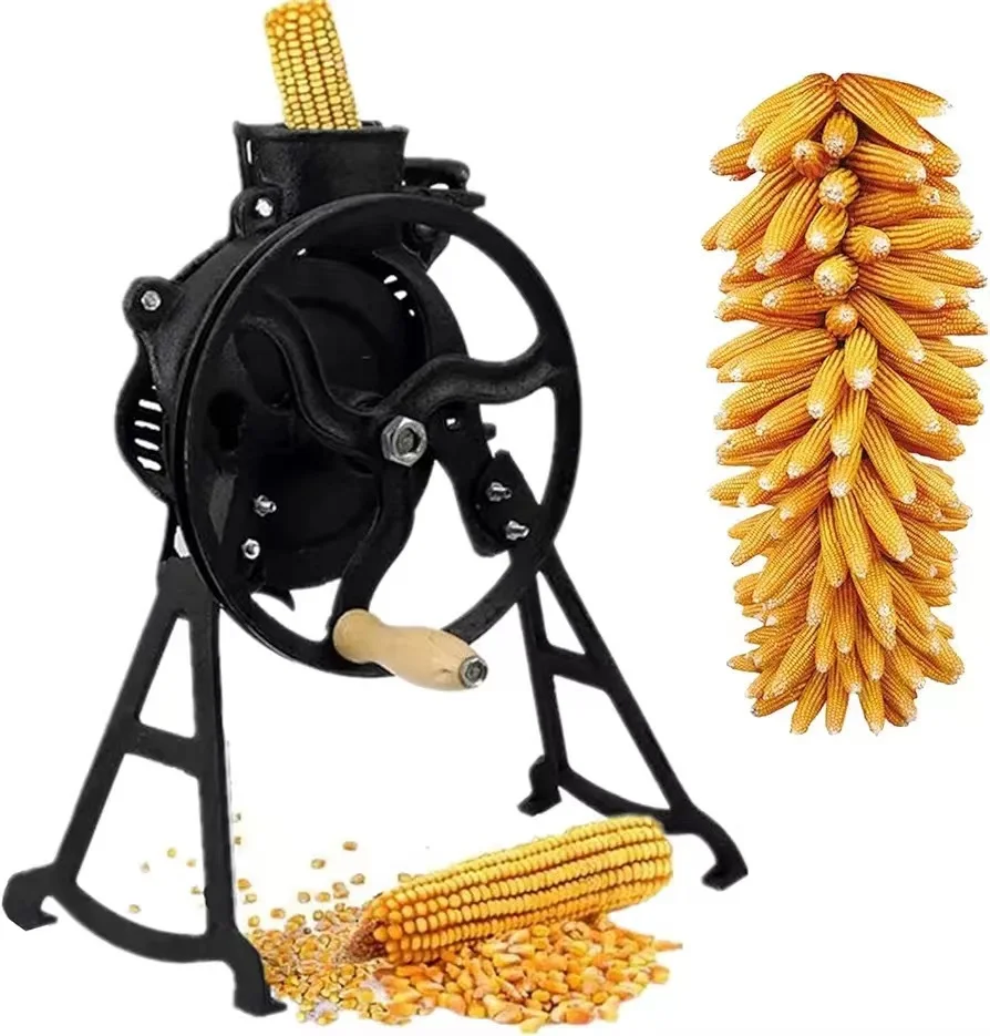 Cast Iron Hand Corn Sheller Heavy Duty Shelling Machine  Corn Remover Tools with Wooden Handle Manual Farm Corn Thresher