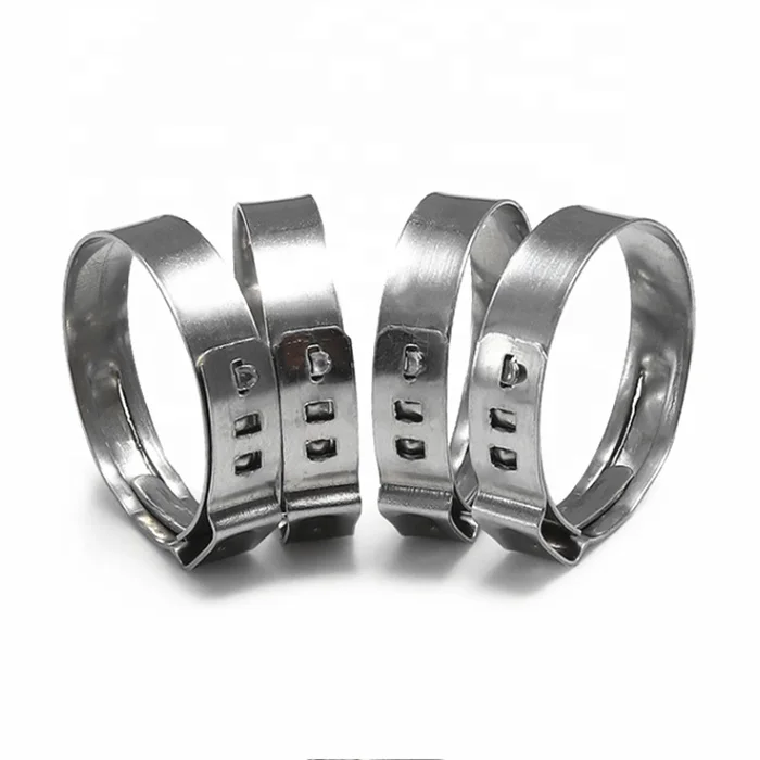 Stainless steel pipe fitting SS 304 single ear hose clamp stainless tube stepless clamp