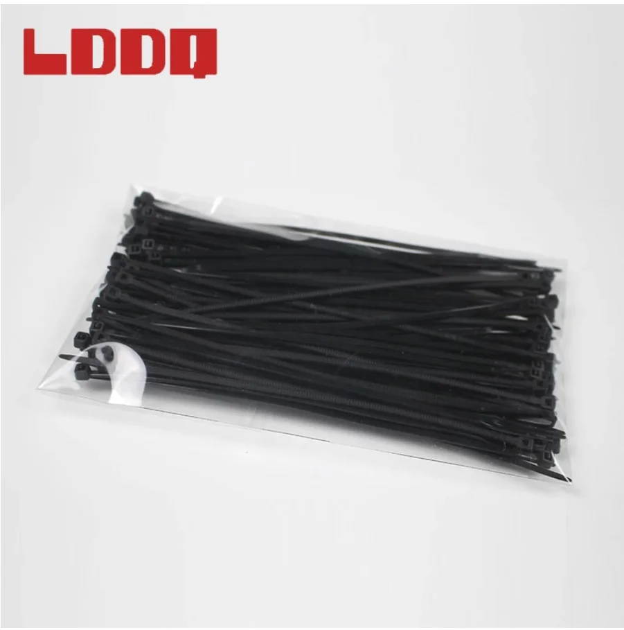 LDDQ 300 Pcs 3 size Black White Self-Locking Nylon Wire Cable Zip Ties Cable Wire Ties Plastic Zip Tie Set 3*100 3*150 4*200