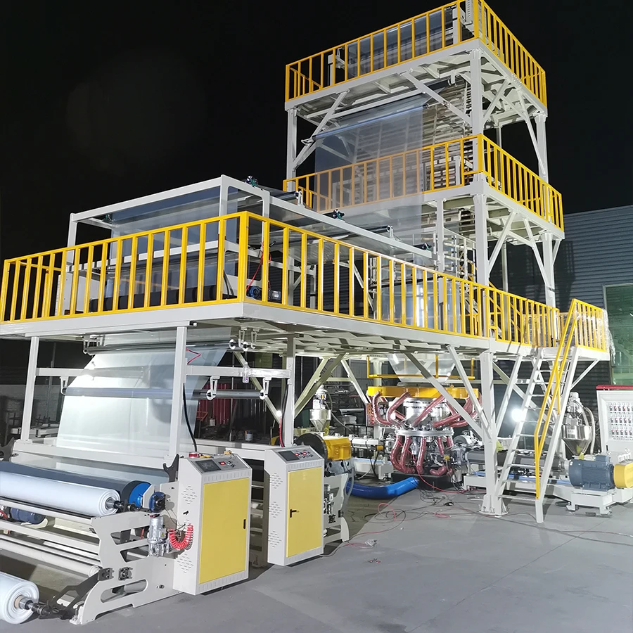 ABA 3 Layer Down Rotary Die Head Sachet Pouch LD HD Plastic Bag Film Blowing Machine Extruder