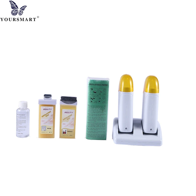 Double Roll on Wax Warmer for Hair Removal Wax Heater Roller with Heating Base Depilatory Waxing Machine for Men Women