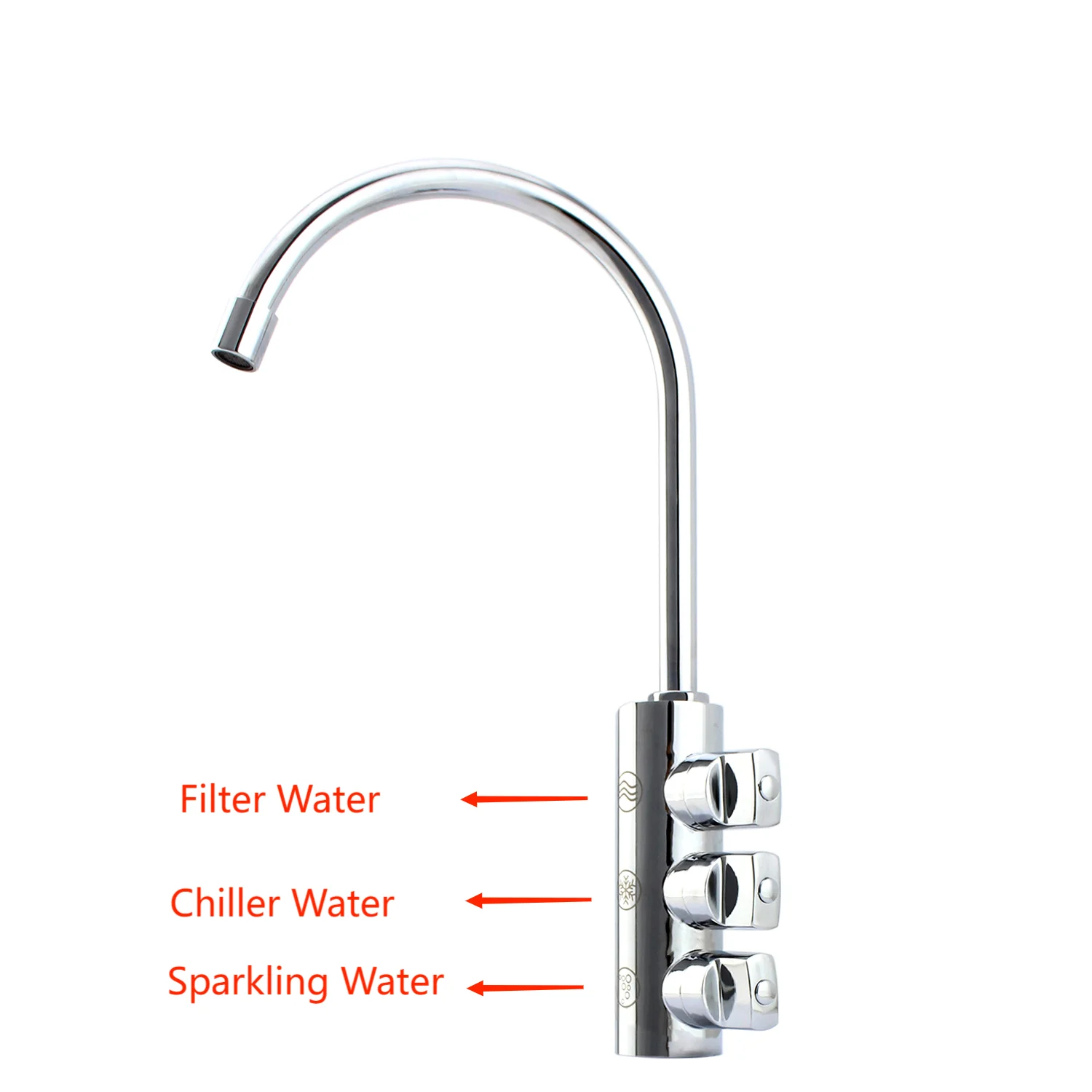 3 Way Soda Water Filter Tap Alkaline Water Still Chiller 3-in-1 Kitchen Sink Mixer Tap
