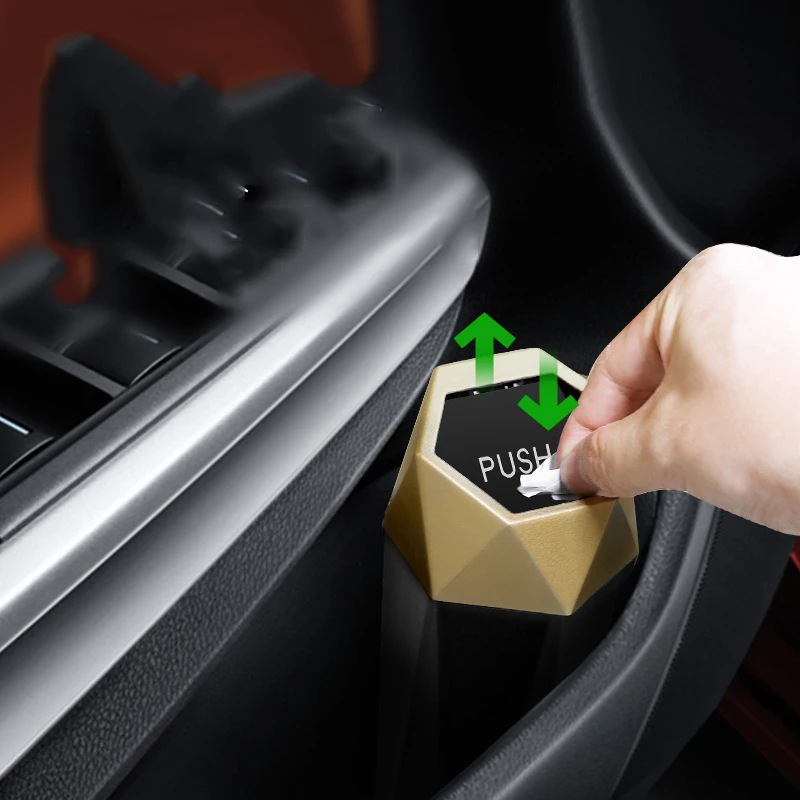 OEM LOGO Diamond Shape Plastic Mini Office Home Auto Car Trash Garbage Car Trash Can With Lid For Console Cup Holder Organizer