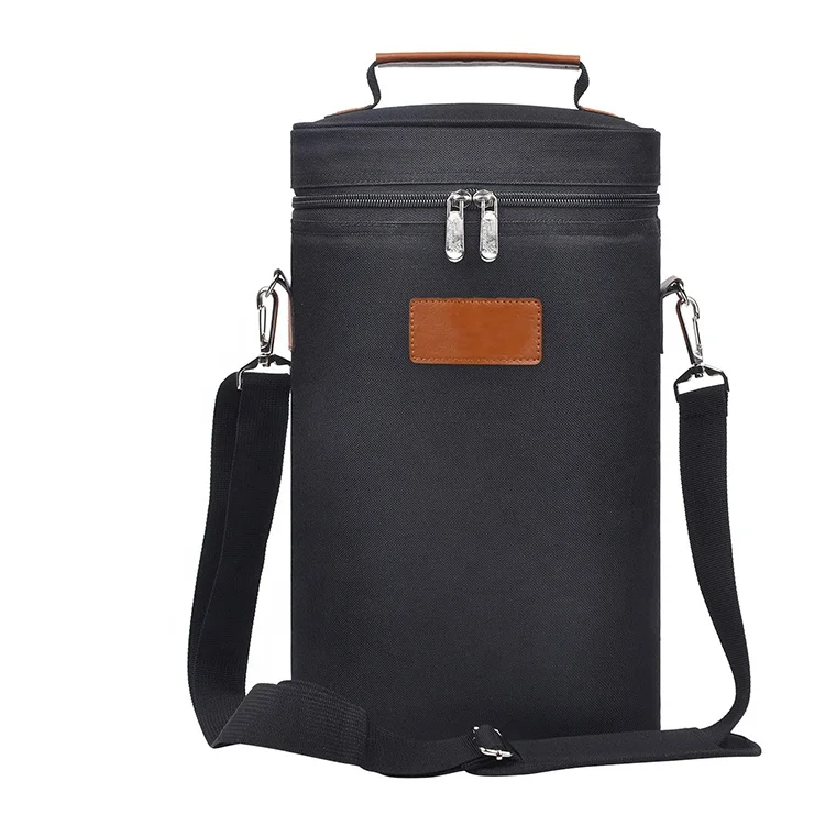 Custom 2 Bottle Travel Insulated Wine Carrier Bag Wine Carrying Cooler Tote With Handle Shoulder Strap for Wine Lover