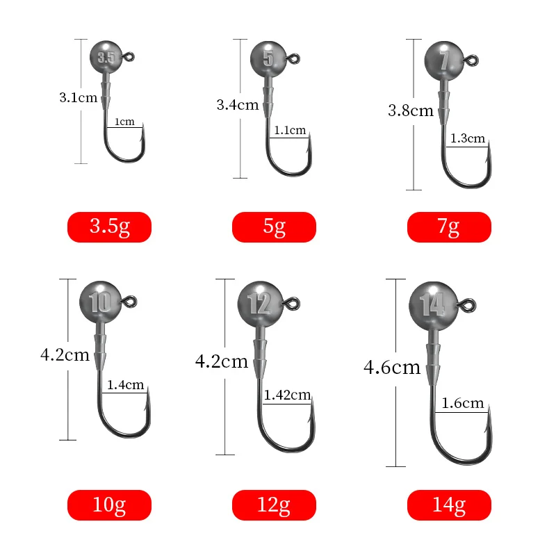 LINNHUE Lead head hook 5pcs/bag 3.5g 5g 7g 10g 12g 14g hook high carbon Stainless Squid Jig tackle accessories fishing hook