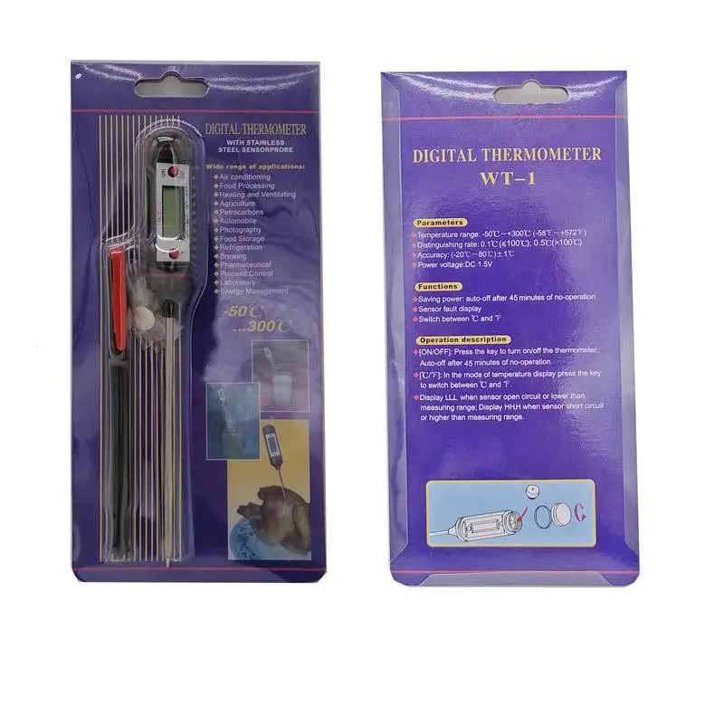 WT-1 Portable Digital Kitchen Thermometer BBQ Meat Water Oil Cooking Electronic Probe Food Oven Thermometer