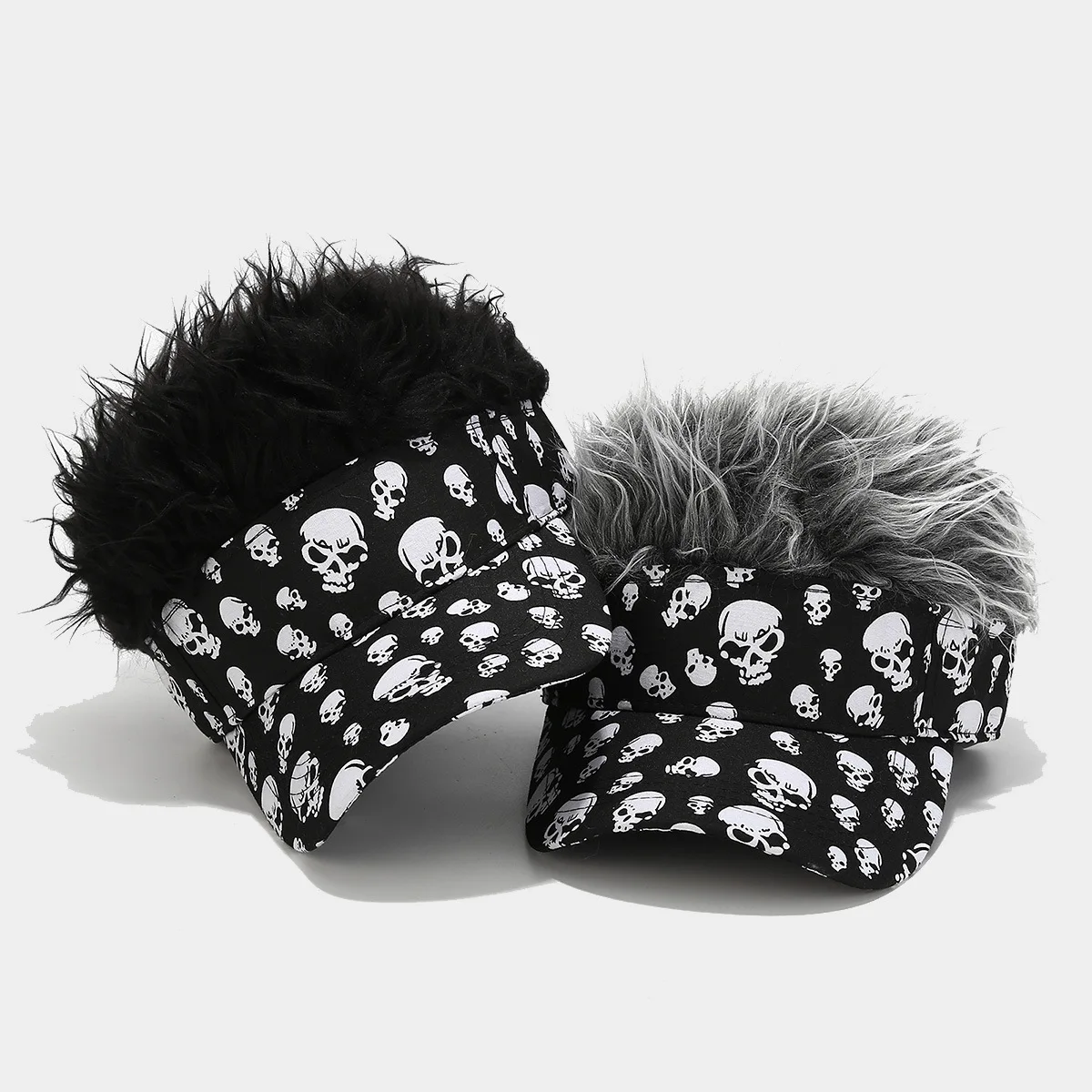 Высокое качество мужские с принтом черепа регулируемые волосы Забавный парик Козырек Кепка