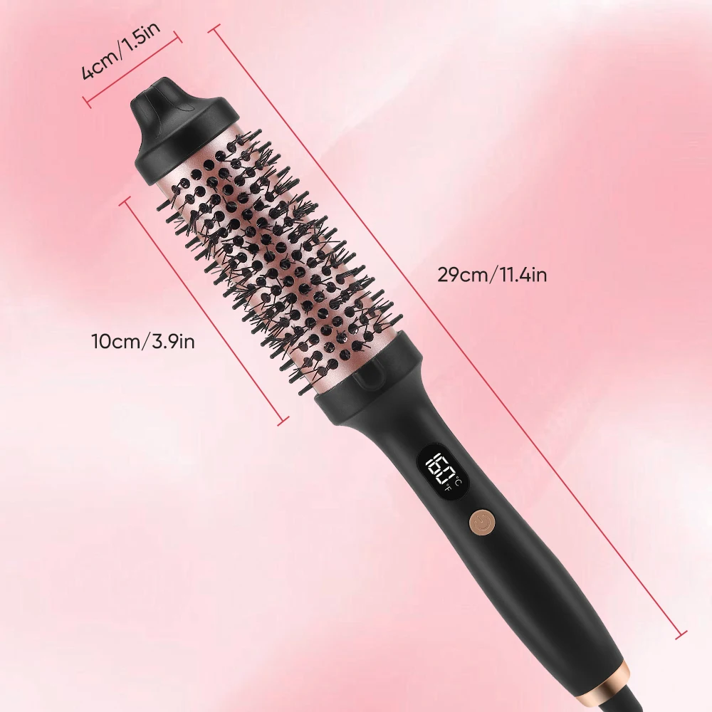 Thermal Brush Electric Hot Comb Straightener Comb Curling Iron Ceramic Round Brush Ionic 38mm Volumizing Heated Brush