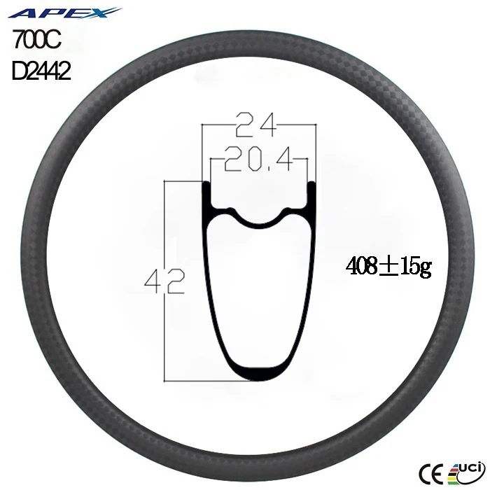 New arrivals 42mm rim profile road disc hookless 700c bicycle carbon road rims