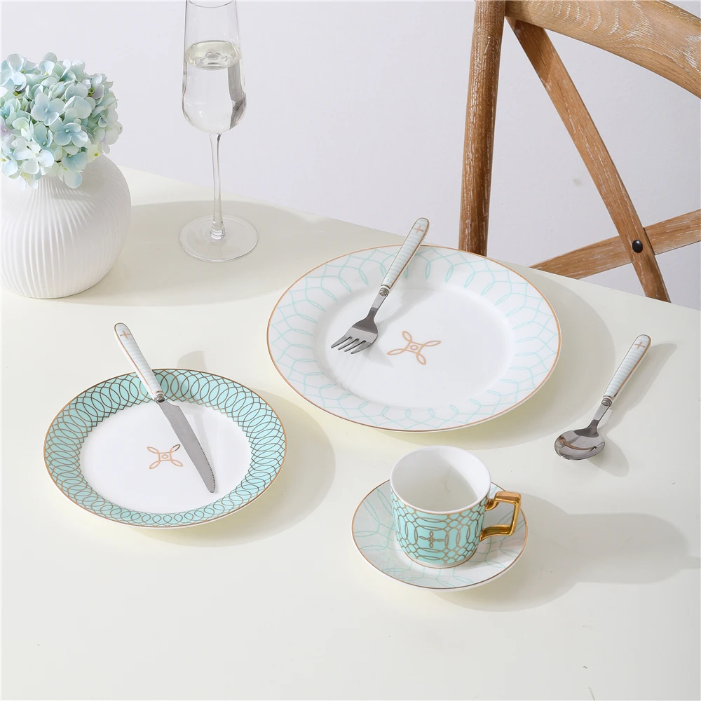 European style restaurant home used dessert plates bone China ceramic dinner plate set for wedding