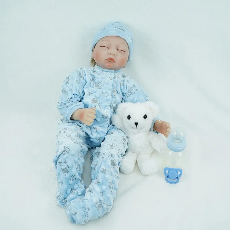 Super Cute Detailed Real Care Baby Simulation Baby Doll 22 Inch Lifelike Simulator Dolls for Unisex Toddler