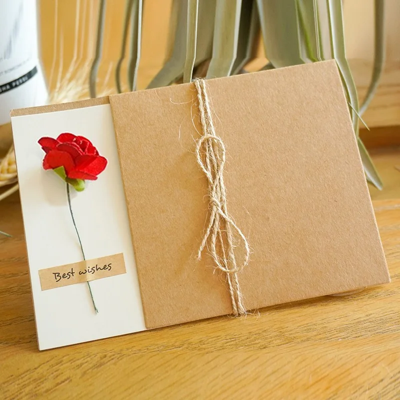 Stock Beautiful Paper Flower Decorative Kraft Paper Thanksgiving Greeting Card