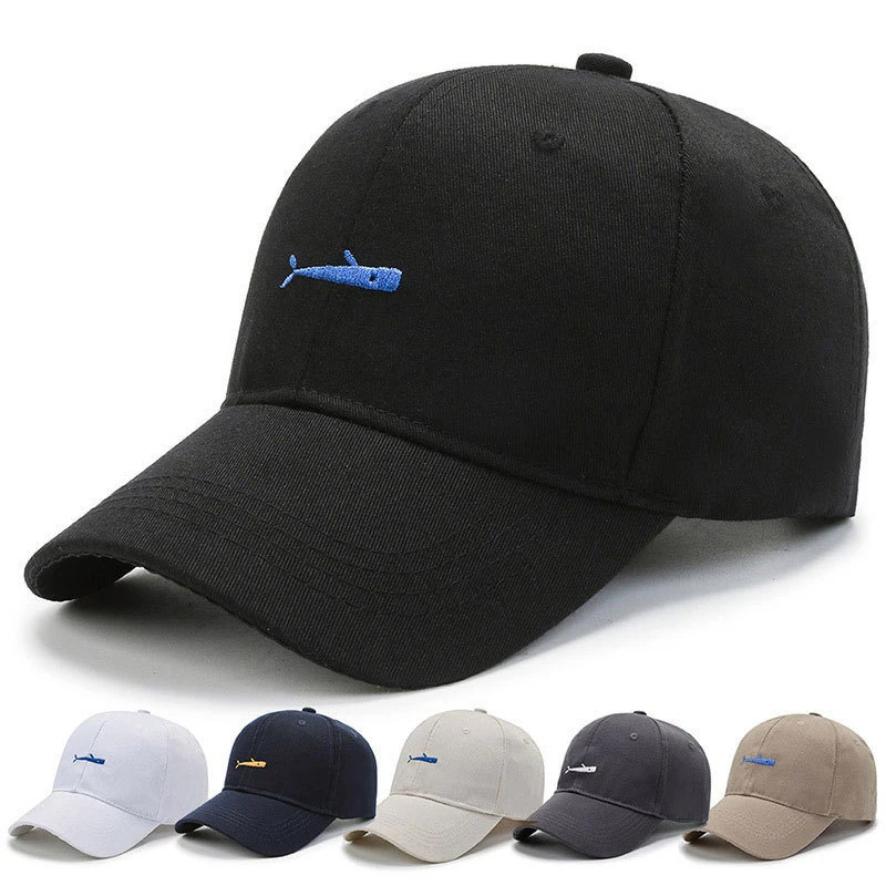 Korean Style Cotton Small Fish Pattern Embroidery Baseball Cap Custom Logo Snapback Cap Curved Roof Dome Sunscreen Peaked Cap