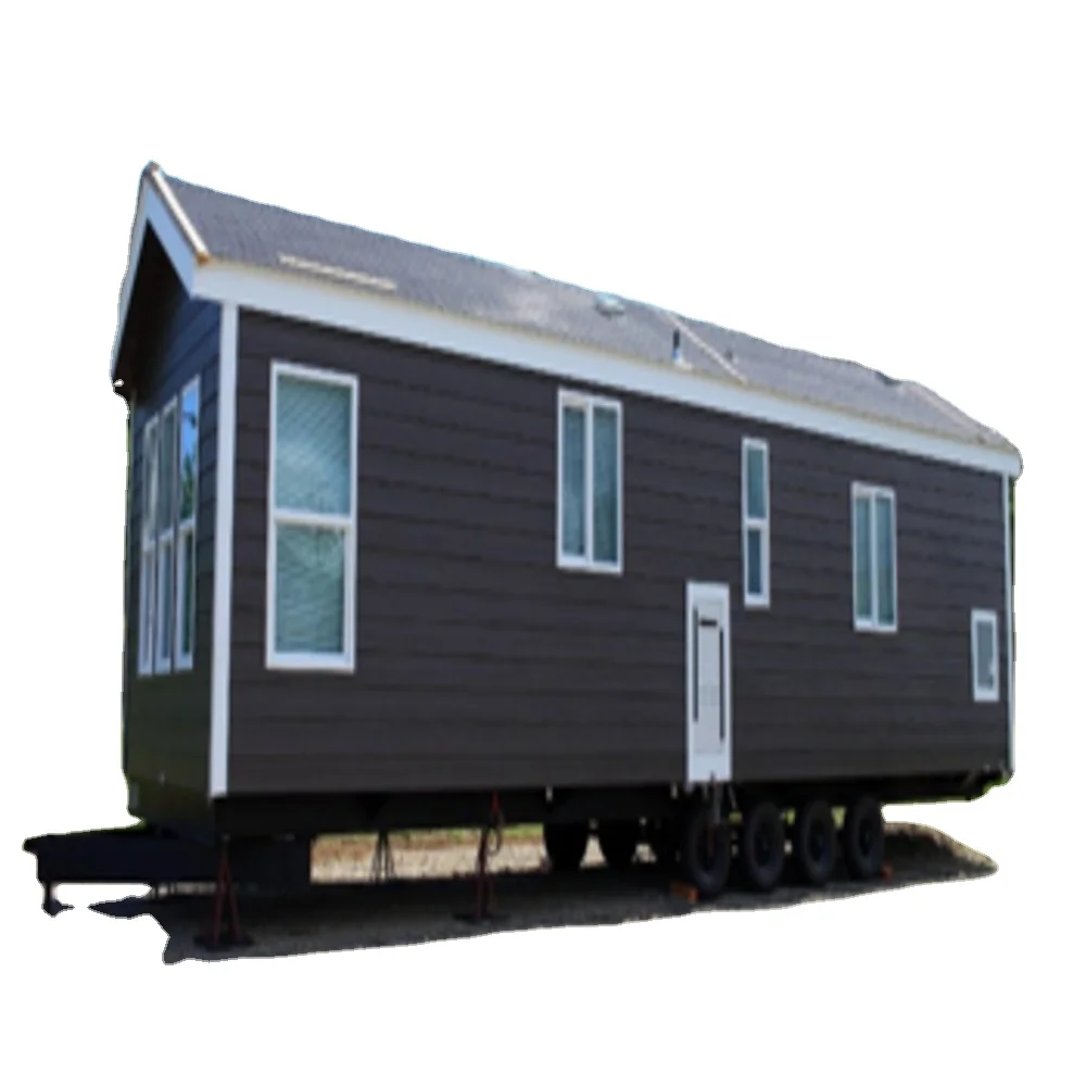 Low cost mobile used foldable modular durable garden metal wood glass prefab tiny house on wheels
