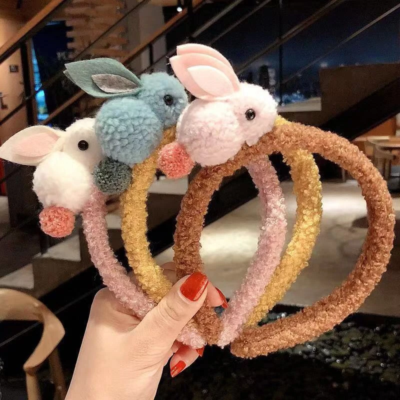 Fashion Coral Fleece Hairband Party Lovely Rabbit Headband Elastic Cute Rabbit Ear Hairband For Women