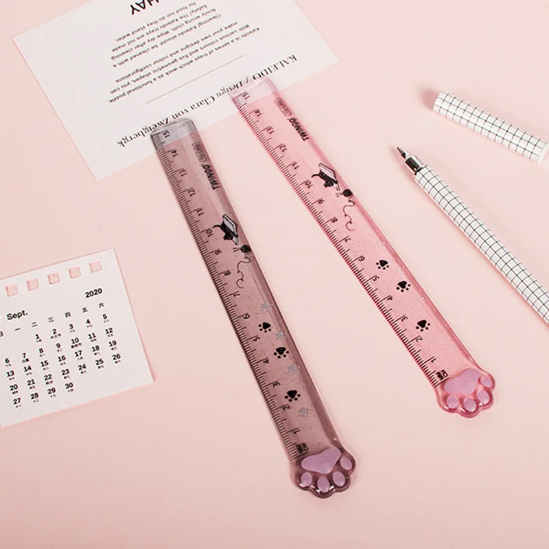 Fashion design promotional logo customized straight custom plastic ruler
