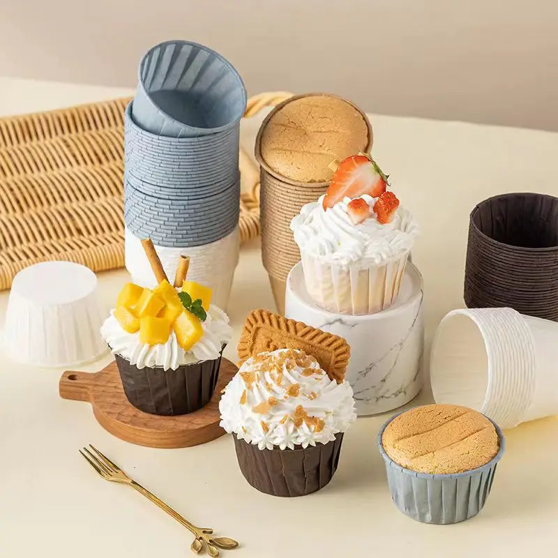ECO Friendly No-stick Paper Muffin Cup Liners Customized Design Paper Baking Mold Muffin Cups Edges Rolled