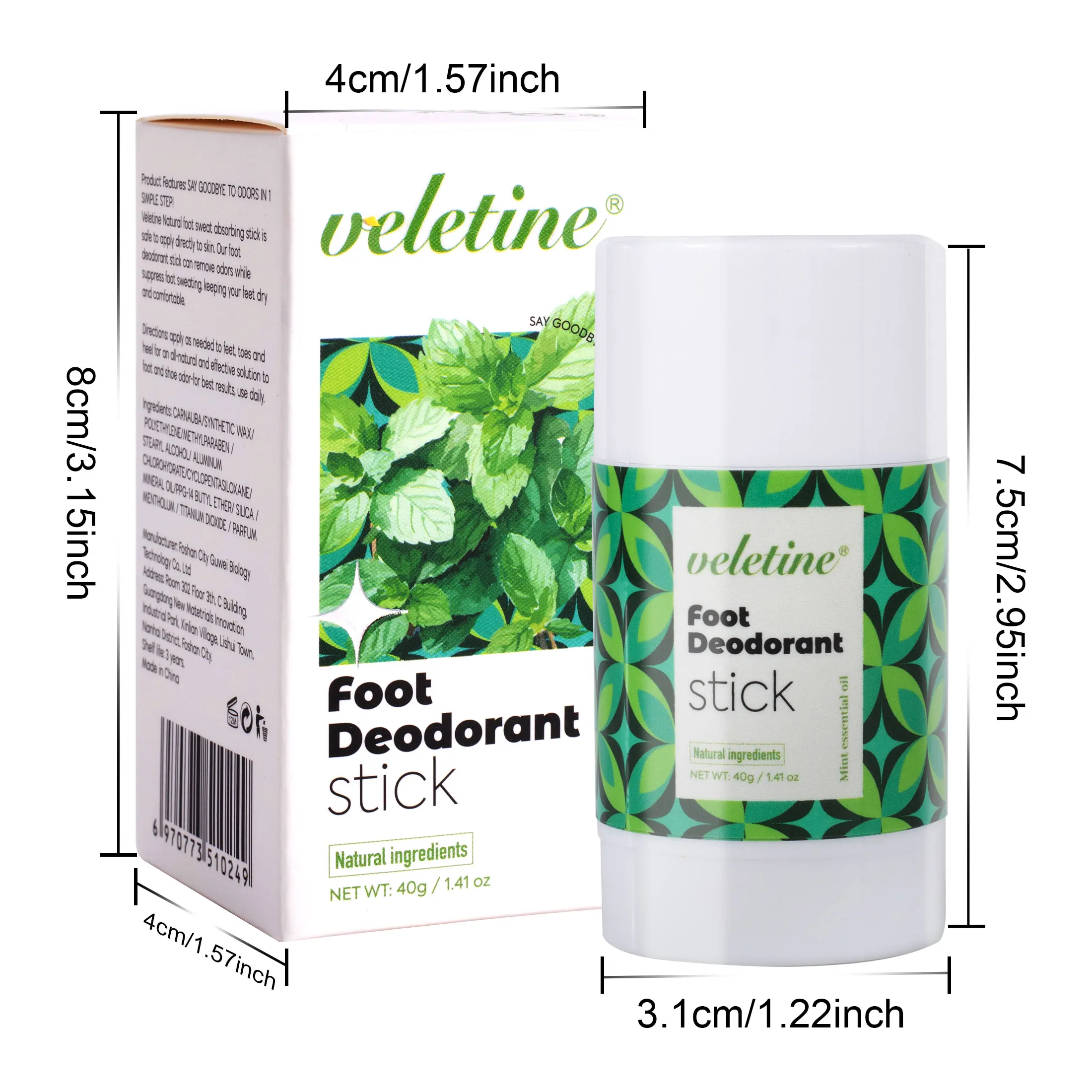 Foot Deodorant Stick Skin Care Foot Sweat Absorption Remove Odor Natural Organic Mint Oil Foot Deodorant Stick