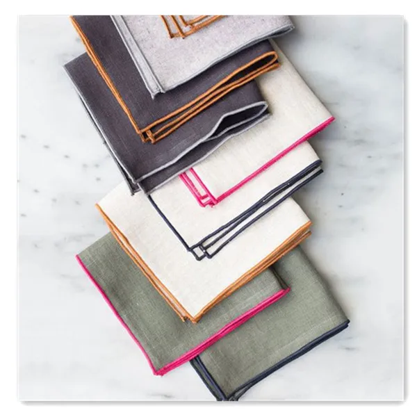 Цвета мокрого камня льняная ткань для салфеток с контрастной расцветки челночный стежок в полоску салфетка