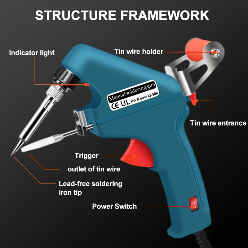 Wholesales Price60W Handheld Internal Heating Soldering Iron Gun Automatical Send Tin Gun Soldering