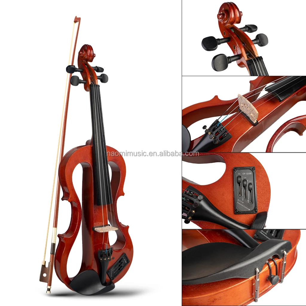 NAOMI 4/4 Size Electric Violin Kit Silent Electric Solid Wood Violin With EQ