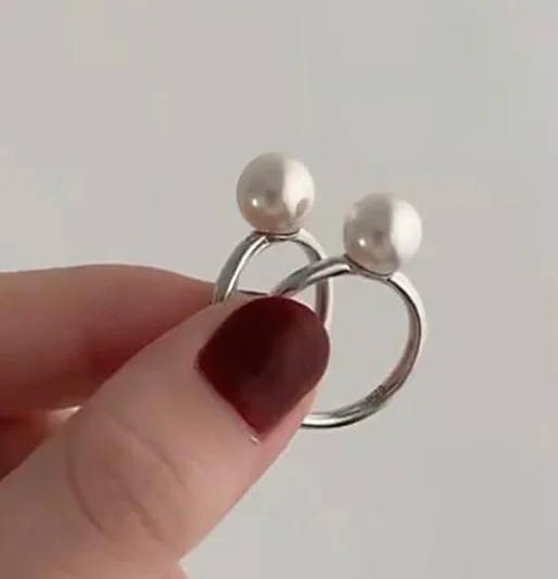 minimalist simple designs pearl setting solid silver ring semi mount pearl ring mounting